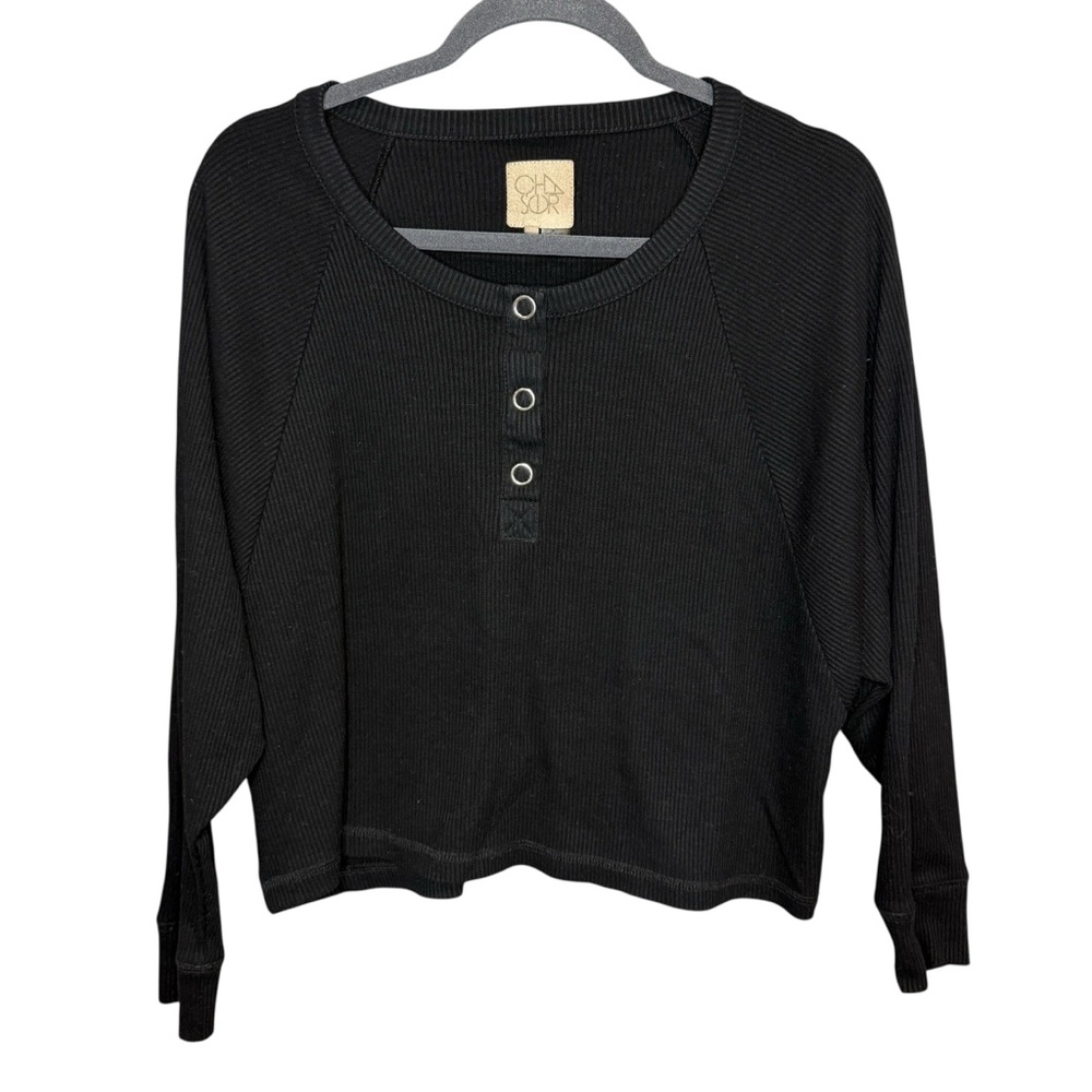 Chaser brand waffle knit‎ henley blouse Size Medium